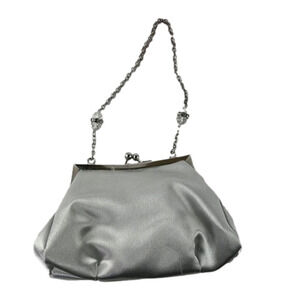 Silver Evening Bag with Silver chain and Beads